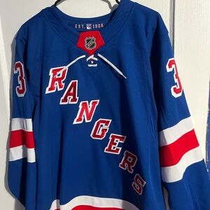Igor shesterkin Fanatics Blue and Red men’s Rangers Jersey
